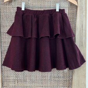 📫 BUY 2 for $20📫 Adorable Zara Girls Burgundy Tweedy Ruffled circle skirt sz9/10